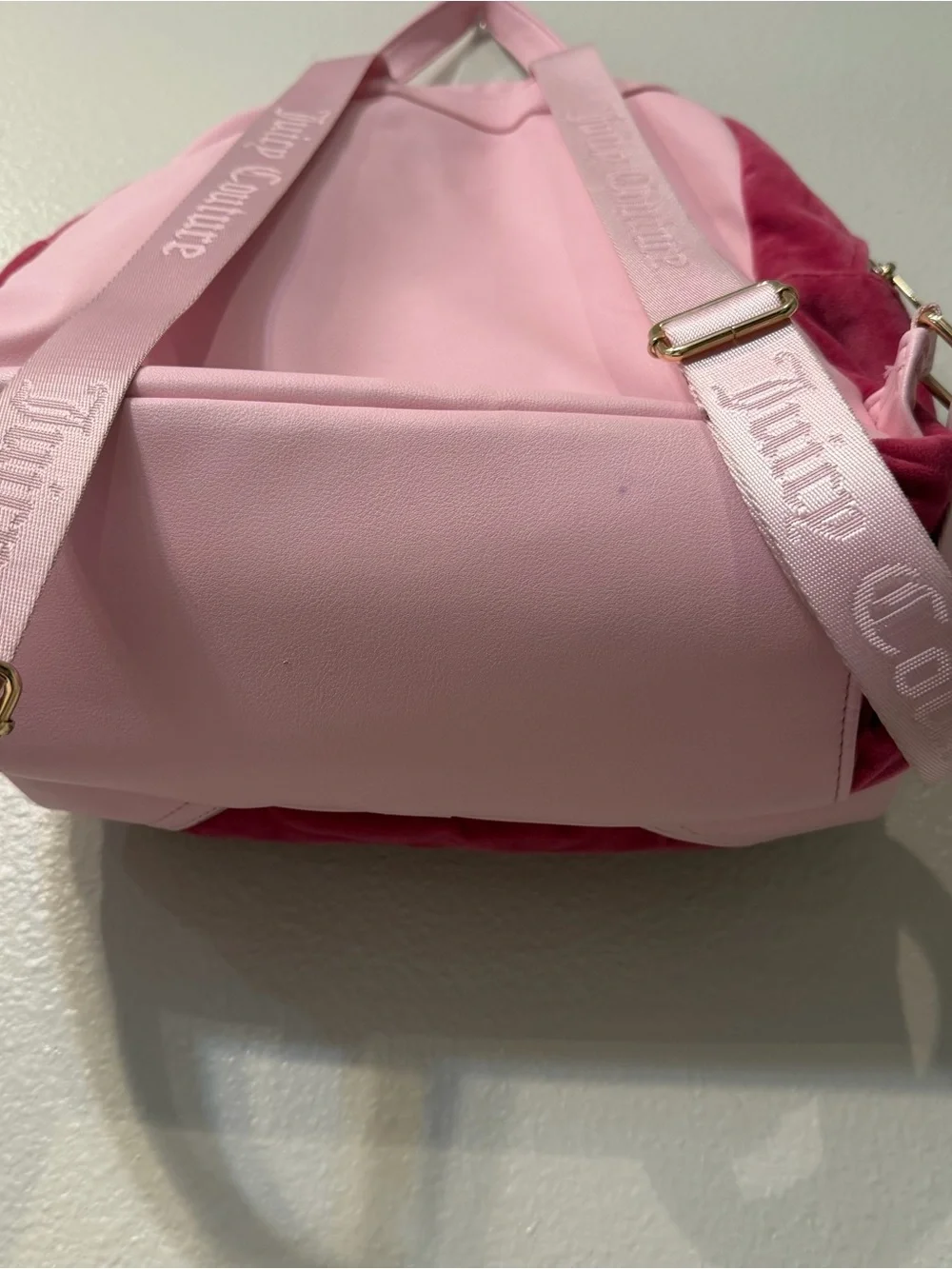 Juicy Couture Royal Pink Velour Backpack Rhinestone Crown Heart Charm Y2K